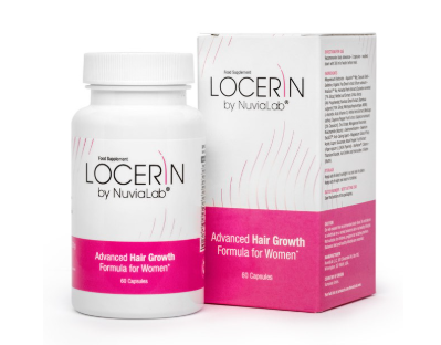 Locerin is a multi-ingredient dietary supplement that inhibits hair loss in women.